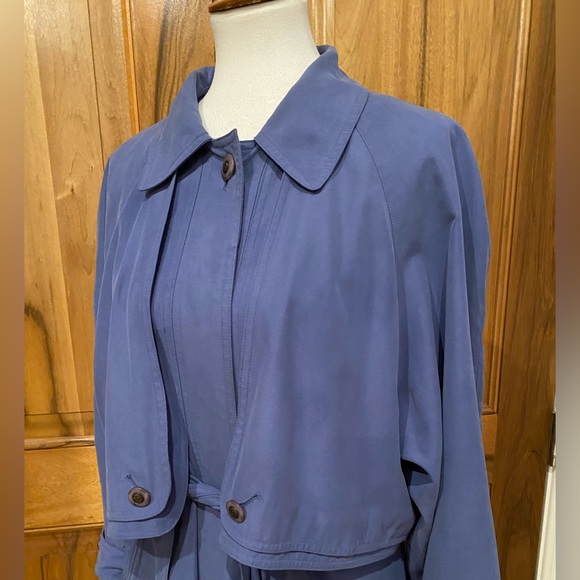 Very VTG Fitzwright Forget-Me-Not Blue Silky Soft Trench Coat, EUC, 16 - Picture 16 of 16